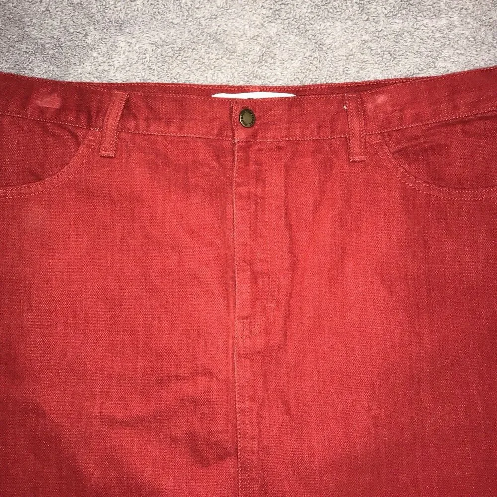 Vintage‎ Tommy Hilfiger Red Jean Skirt Women's Faux Suede 36" Waist Size 16 - Picture 3 of 14